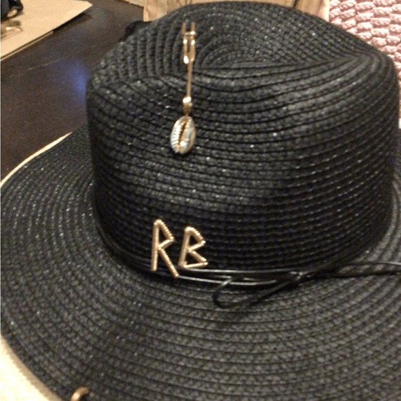 NEW LIKE RUSLIN BAGINSKI Black Wide Brim Fedora Hat with Gold Chain D main image 8